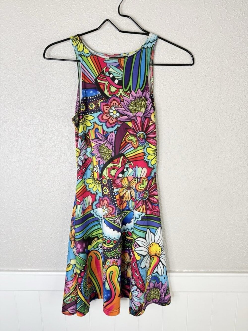 Grassroots California Dress Small Tank Skater Trippy Festival Stretch Colorful